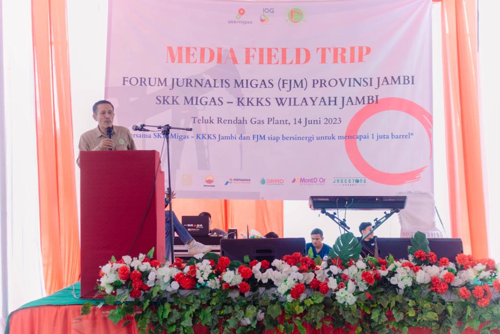 Ketua FJM Provinsi Jambi, Mursyid Sonsang &nbsp;saat memberikan sambutan. ( Foto Ahmad Muzir)