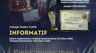 Dinas Komunikasi dan Informatika Kabupaten Muaro Jambi Raih Penghargaan Keterbukaan Informasi Badan Publik Tahun 2023
