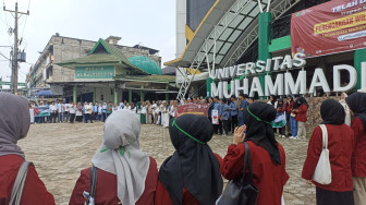 Universitas Muhammadiyah Jambi Gelar Aksi Serentak  Bela Palestina Bersama Seluruh Civitas Akademika di Pelataran Kampus