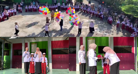 Pelepasan Balon Ke Udara Warnai Keseruan MPLS dan Penyambutan Peserta Didik Baru SDN 28 / IV Kota Jambi