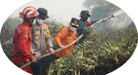 Al Haris Bantah Sendiri Bahwa di Jambi Titik Api Sudah Padam, Hari ini Bersama Danrem, Kapolda Padamkan Karhutla di Tanjabtim..
