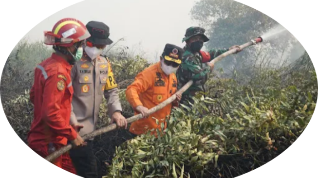 Al Haris Bantah Sendiri Bahwa di Jambi Titik Api Sudah Padam, Hari ini Bersama Danrem, Kapolda Padamkan Karhutla di Tanjabtim..