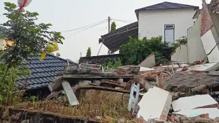 Lokasi Longsor di Perumahan Bukit Mas Residence III, Bangko (foto: Jefri)