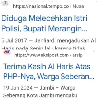 Jejak digital Al Haris di google || dok