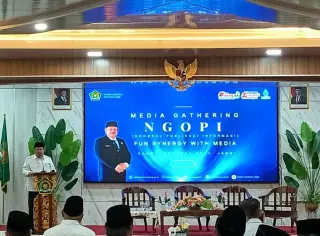 Kepala Kanwil Kemenag Provinsi Jambi, H Mahbub Daryanto Saat membuka kegiatan NGOPI || Dok pri