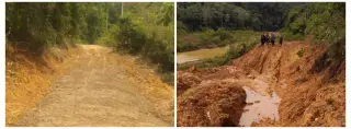 Kondisi Jalan Menuju Bukit Bulan, Kecematan Limun, Kabupaten Sarolangun Sebelum dan Sesudah di Perbaiki || Dok Pri