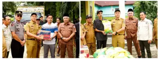 Wakil Bupati Serahkan Bantuan kepada korban banjir yang melanda dua desa di Kecamatan Mandiangin || Dok Pri