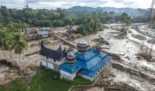 Foto udara kondisi permukiman Jorong Kayu Pasak yang rusak akibat banjir bandang di Nagari Salareh Aia, Palembayan, Agam, Sumatera Barat || Dok BPBD Agam